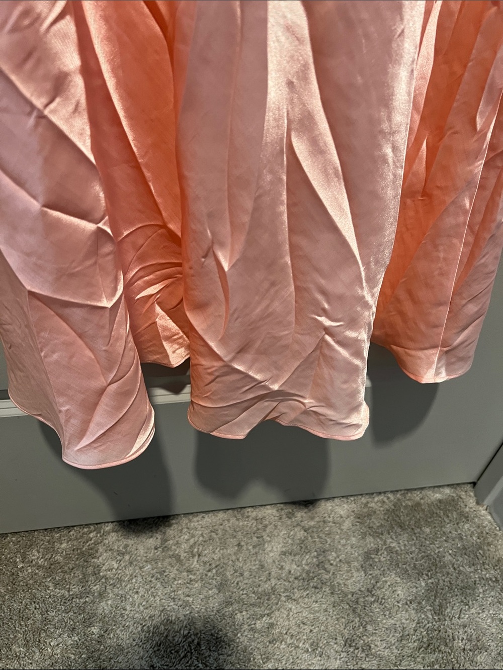 Jones New York Peach Satin V-Neck Midi Dress with Lavender Floral Embroidery - Picture 10 of 12